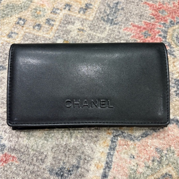 CHANEL Accessories - CHANEL Black Embossed Logo Long Leather Sunglasses Case